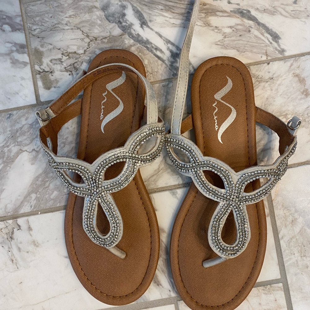 Silver beaded Nina sandal